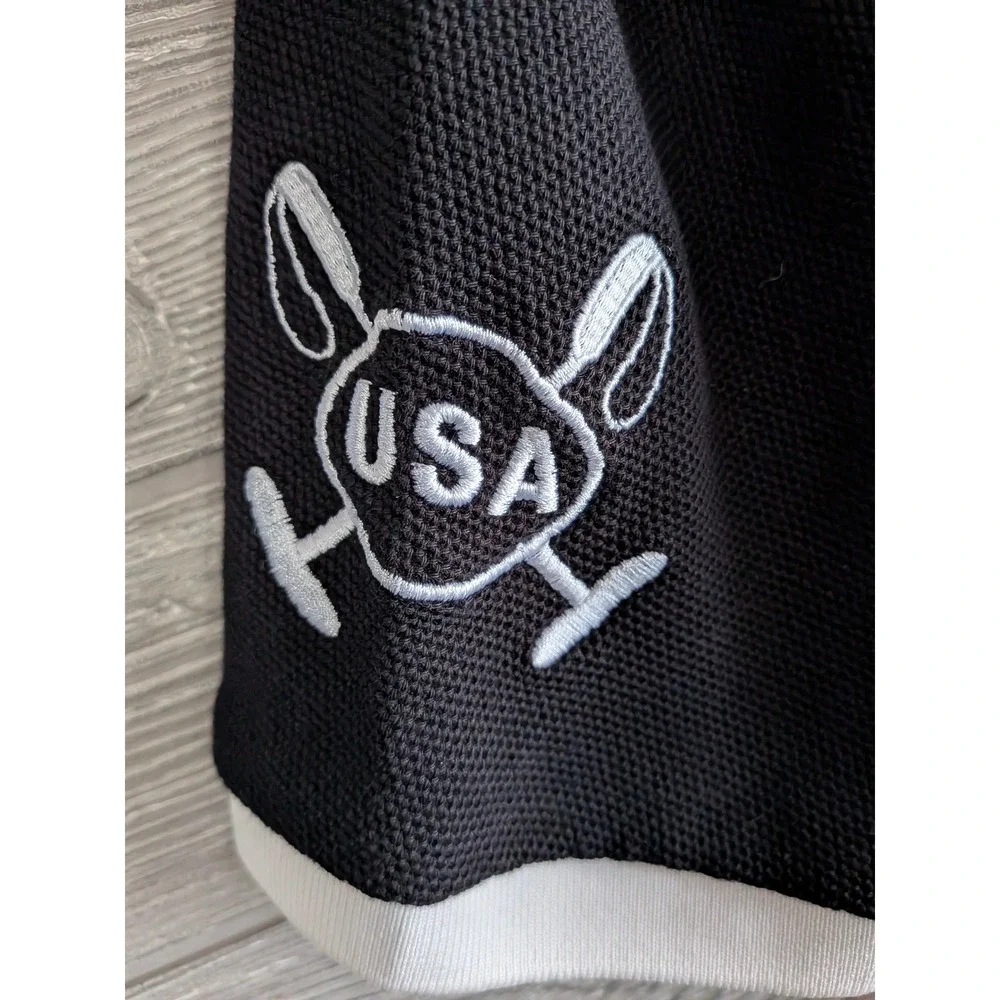 Tusuo Mens USA New York Polo Shirt Black Short Sleeve Embroidered Crest Size L